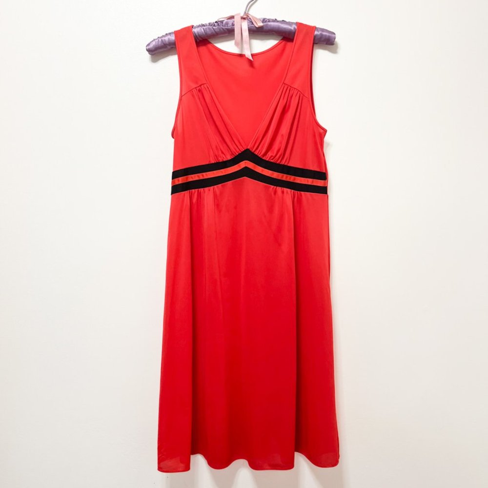 1960s Red and Black Shadowline Nightie Vintage Lingerie Slip Dress